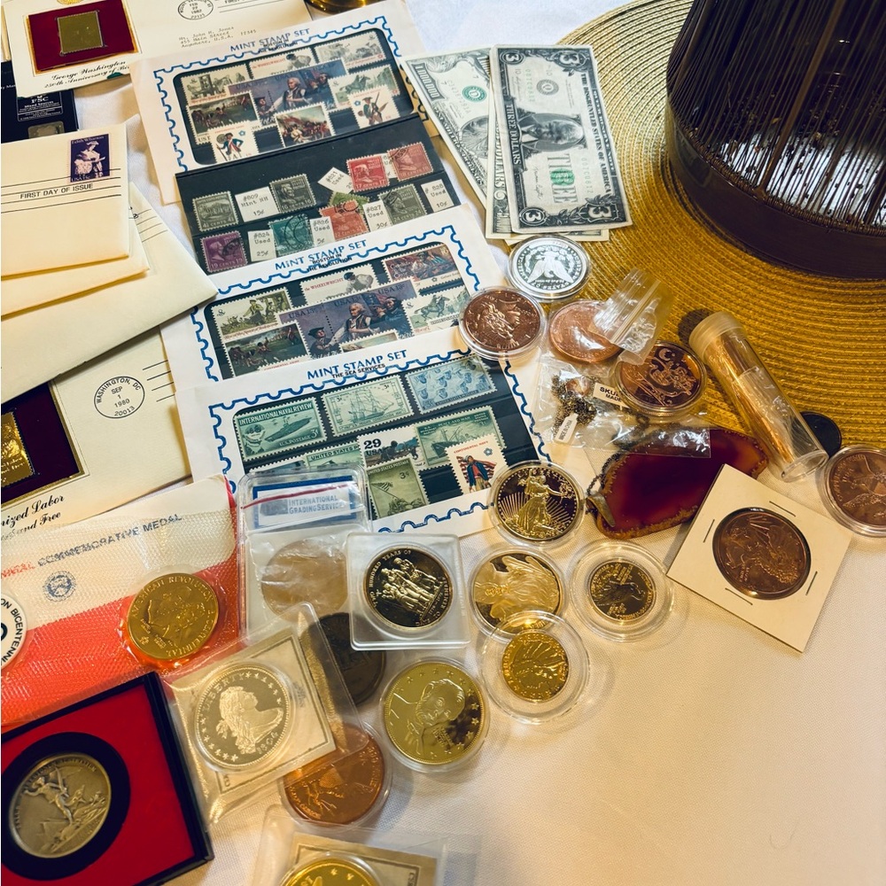 Assorted Coin and Stamp Collection